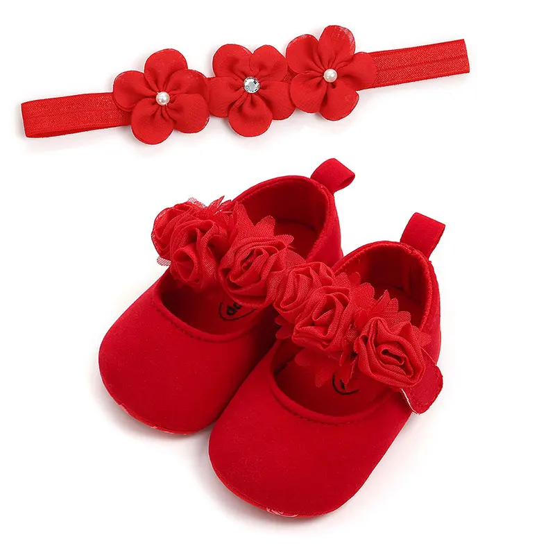 Меларио с повязкой для волос прекрасный цветочный ребенок Новорожденные Девочки Малыши детская кроватка обувь детская коляска мягкая подошва Prewalker противоскользящая детская обувь 0-18M