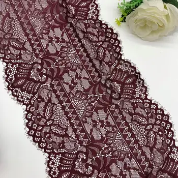 

3y/Lot Width 23cm Eyelash Dark Red Lace trim For Fall Clothes Skirt Hem Underwear Sewing Craft DIY Apparel Fabrics Lace Lingerie
