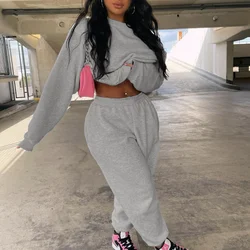 Women Tracksuit 2 Two Piece Set Solid Long Sleeve Sport Sweat Suit Loose Plus Size Loung Wear Set Gym Clothing Matching Sets