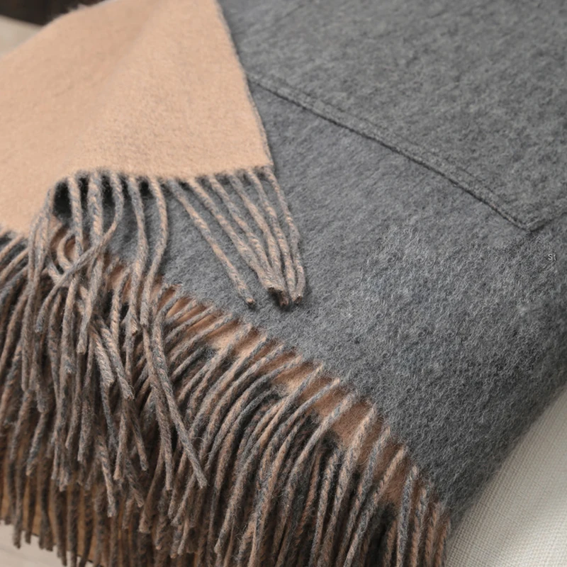 Ponchos de lana de invierno para mujer, bolsillo, manta grande, estolas, chales y envolturas, 100% -