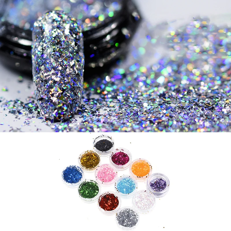 

12Boxes Nail Glitter Sequins Shiny 3d Nail Art Glitter Decorations Ultra-thin Mix Color Flakes Manicure Tools
