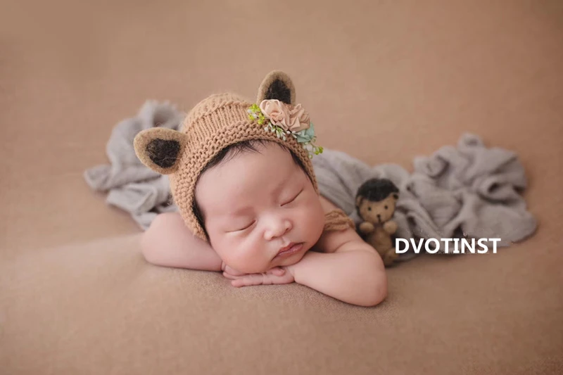 Dvotinst новорожденный реквизит для фотосъемки детская Цветочная повязка на голову капот Милая анимиальная кукла Fotografia аксессуары для студийной фотосессии реквизит