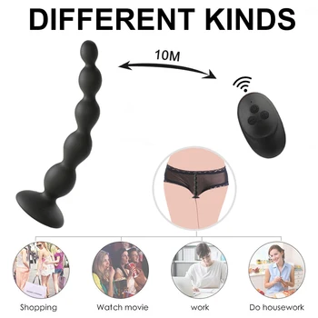 10 Speed Anal Vibrator Anal Beads Prostate Massage Dual Motor Butt Plug Stimulator Remote Control Vibrator Sex Toy For Men Women 3