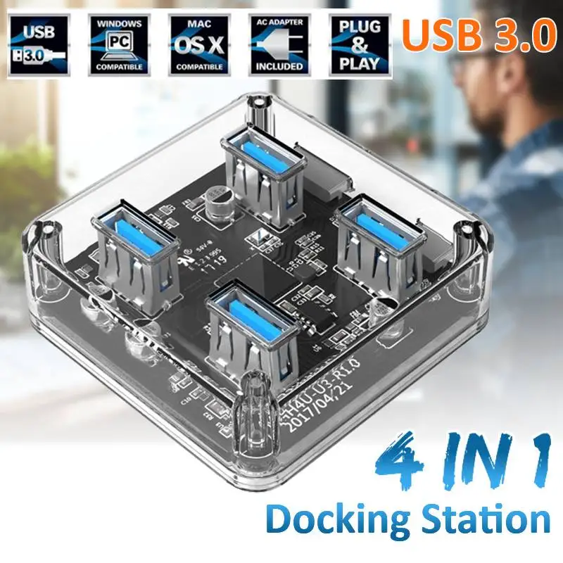 5 Гбит/с USB 3,0 концентратор 4 порта Высокоскоростной USB разветвитель с зарядным интерфейсом Мульти Usb порт разветвитель для ноутбука ПК компьютера
