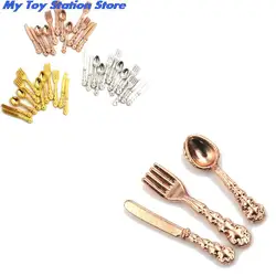 12Pcs/lot Fork Knife Soup Spoon Tableware Simulation Kitchen Food Furniture Toys 1:12 Dollhouse Miniature Accessories
