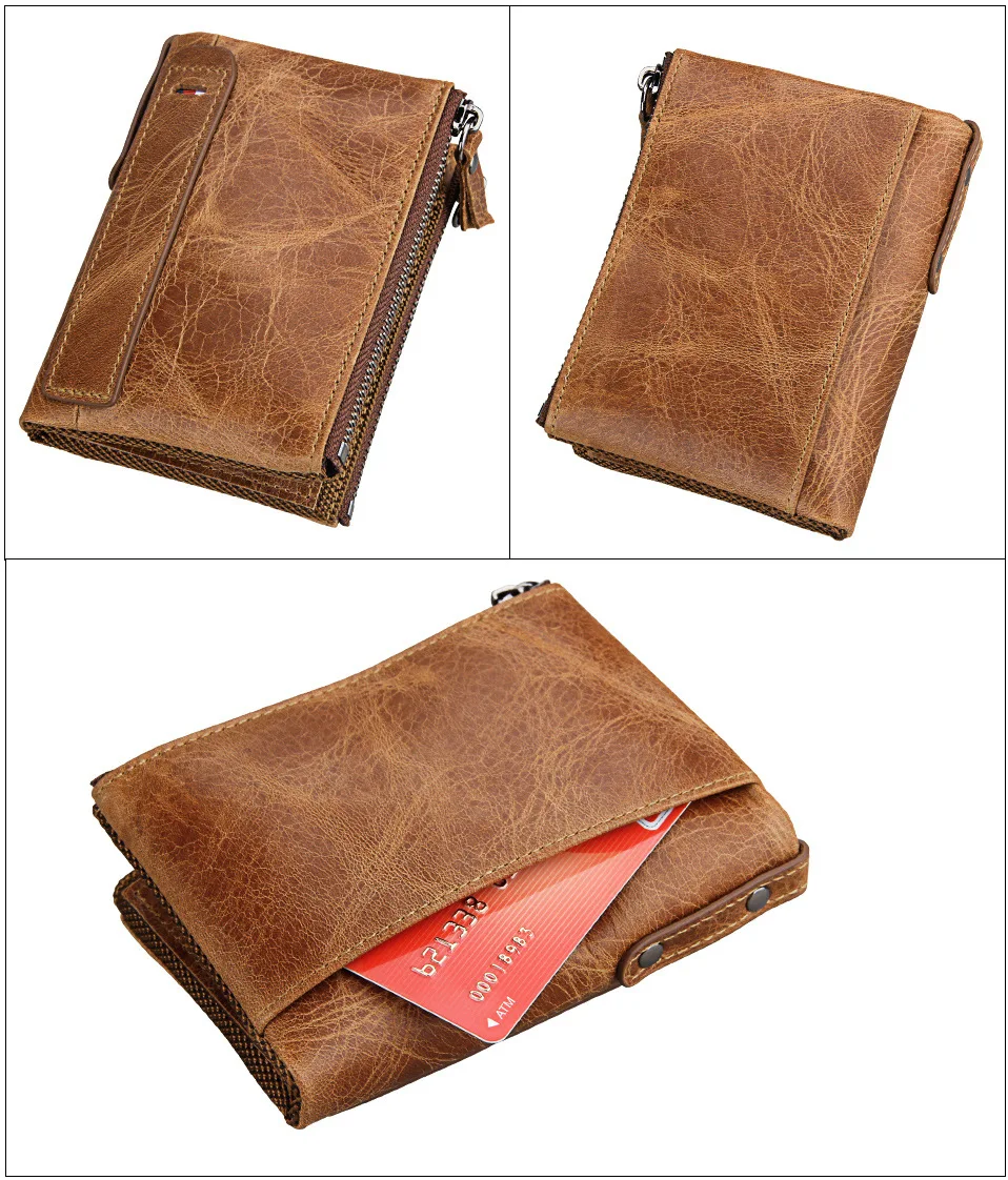 

Men Wallet Geniune Leather Cow leather High Quailty Zipper Anti-thieves wallet for online dropshipper simple male wallet