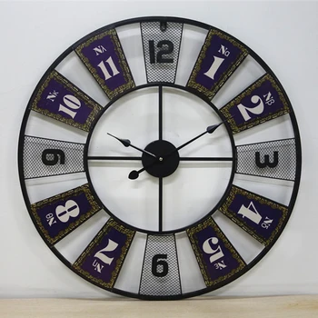 

70 cm Large Metal Wall Clock Modern Design Bar Cafe Wall Hanging European Retro Style Clocks Wall Watch Iron Art Home Decor