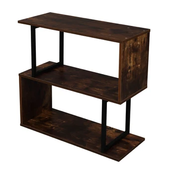 

2-Tier Industrial Easy-Assembly Metal Frame Bookcase Storage Shelf for Living Room, Narrow, Bedroom, Office