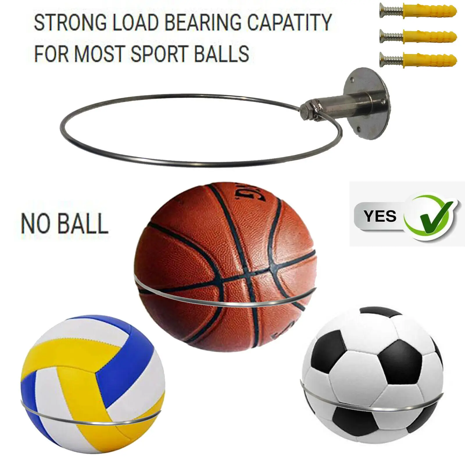 Wall Mount Basketball Display Rack Ball Holder For Soccer Football Ballss 