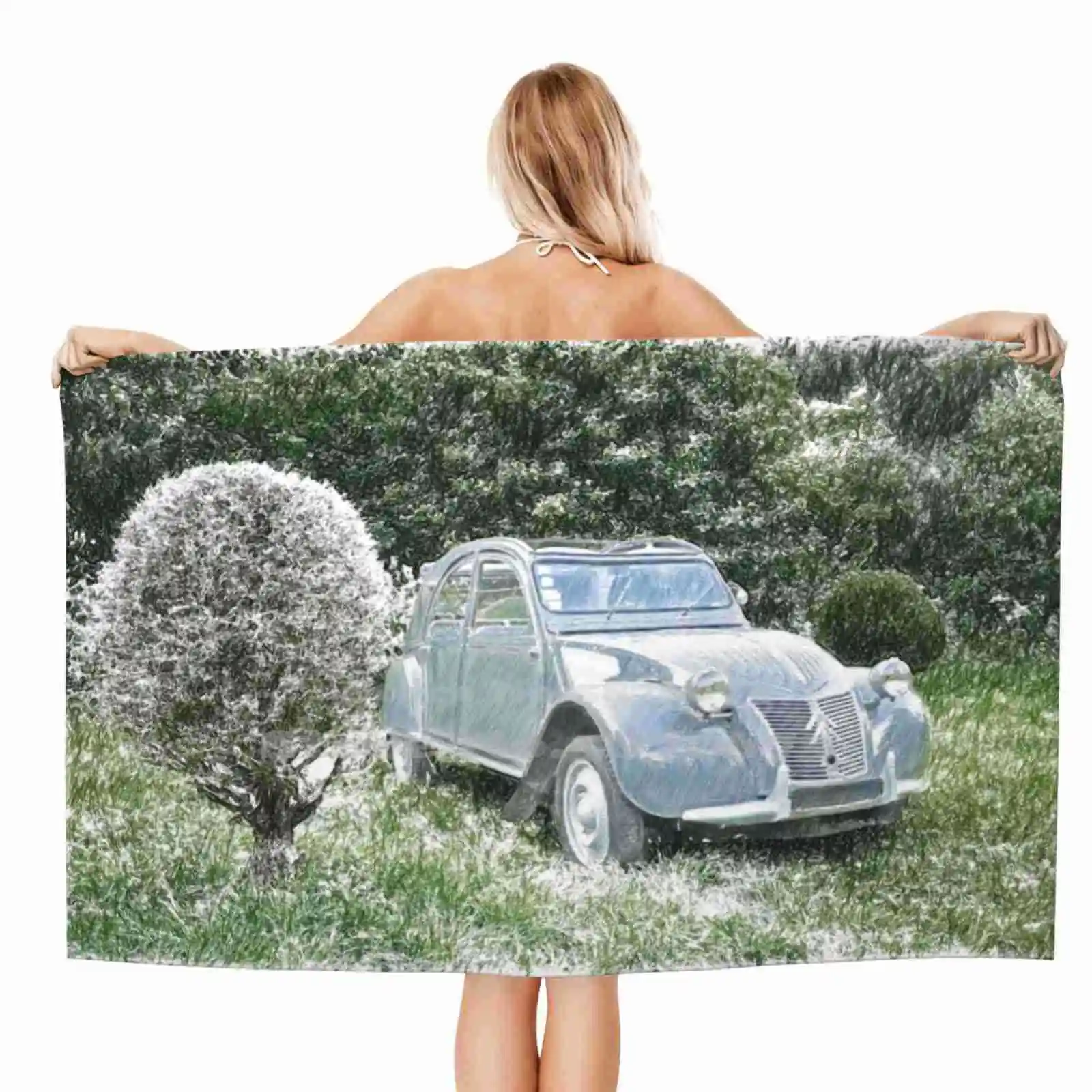 2Cv Nel Verde Asciugamani Da Bagno In Fibra Superfine Asciugamano 2Cv 2 Cv4 Eu Auto D'Epoca Auto Storica