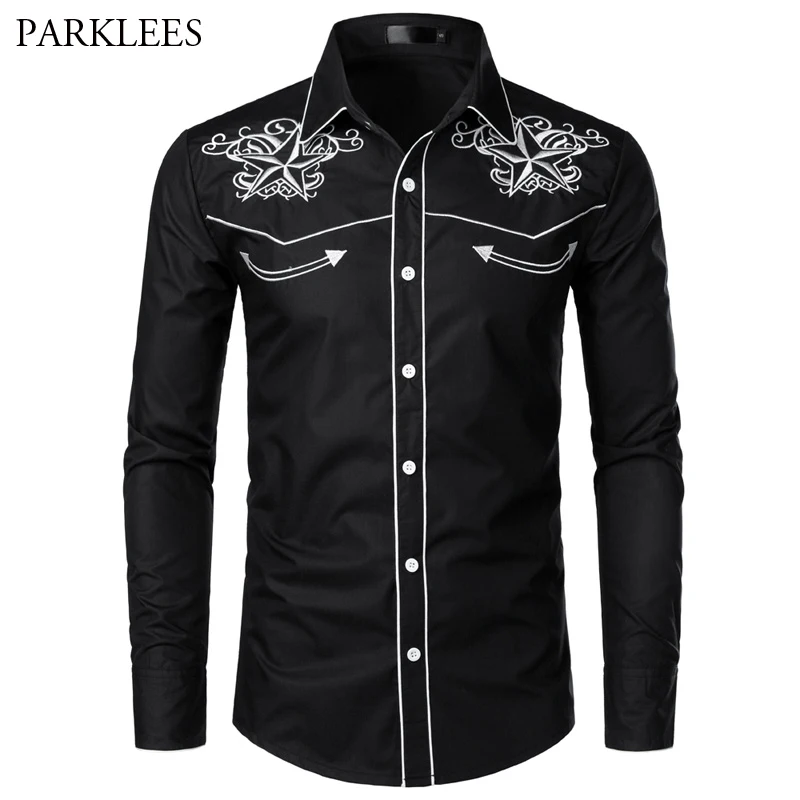Black Embroidery Shirt Men 2022 Brand 