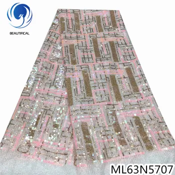 

BEAUTIFICAL lace nigerian sequin net lace fabric mesh embroidery french african lace 2020 ML63N57