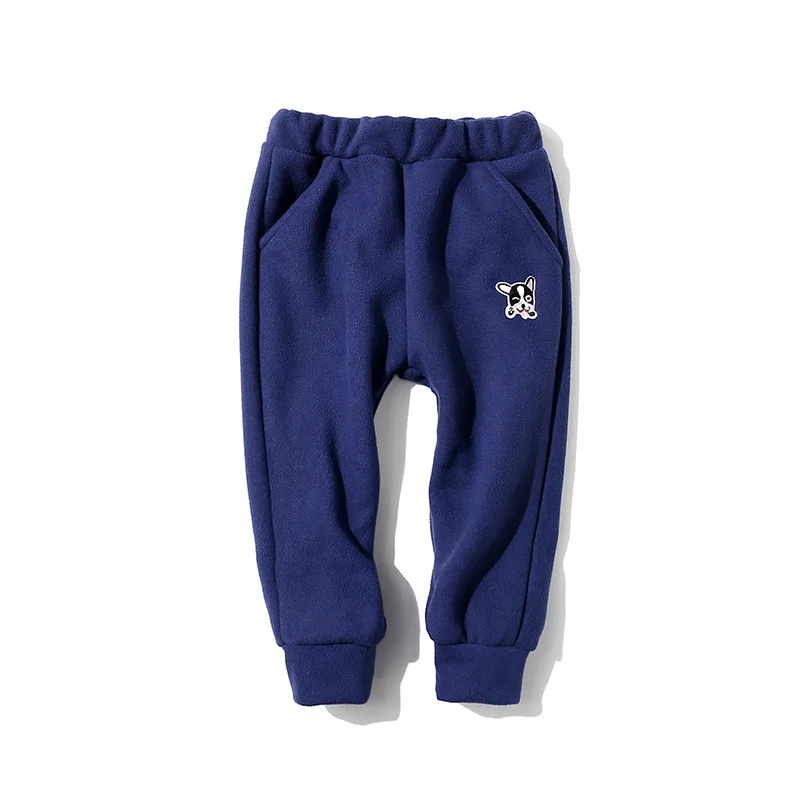 Korean-style Simple Warm Polar Fleece Casual Pants Autumn& Winter New Style Crawler BOY'S Girls Woven Nap Trousers