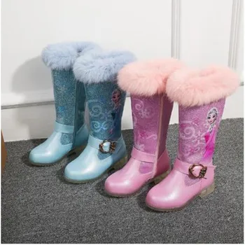 

Disney Children Snow Boots For Girls Cartoon Frozen Elsa Shoes Princess Elsa Long Boots With Fur Waterproof Boots Cartoon Shoes