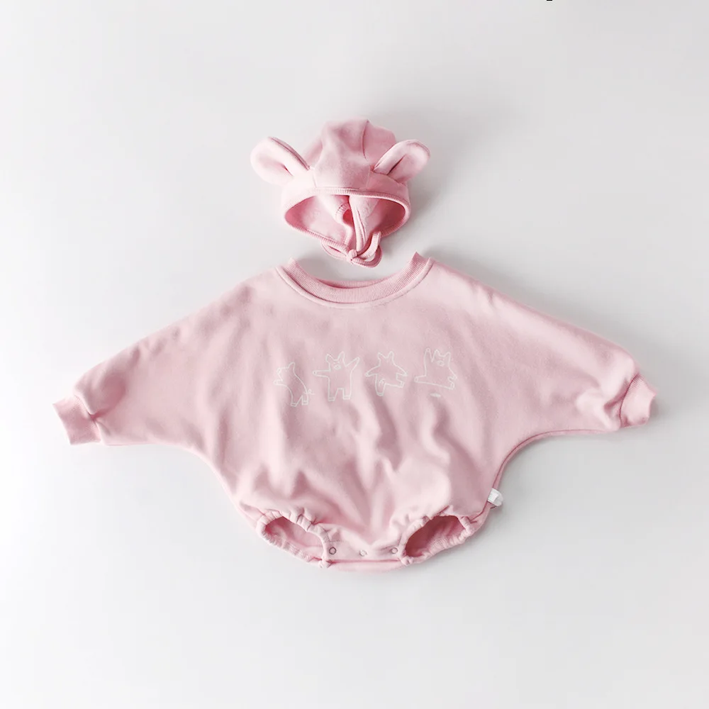 Koodykids/осенне-зимние боди для маленьких девочек; бархатный комбинезон с длинными рукавами для маленьких мальчиков; милый комбинезон с шапкой; От 0 до 2 лет