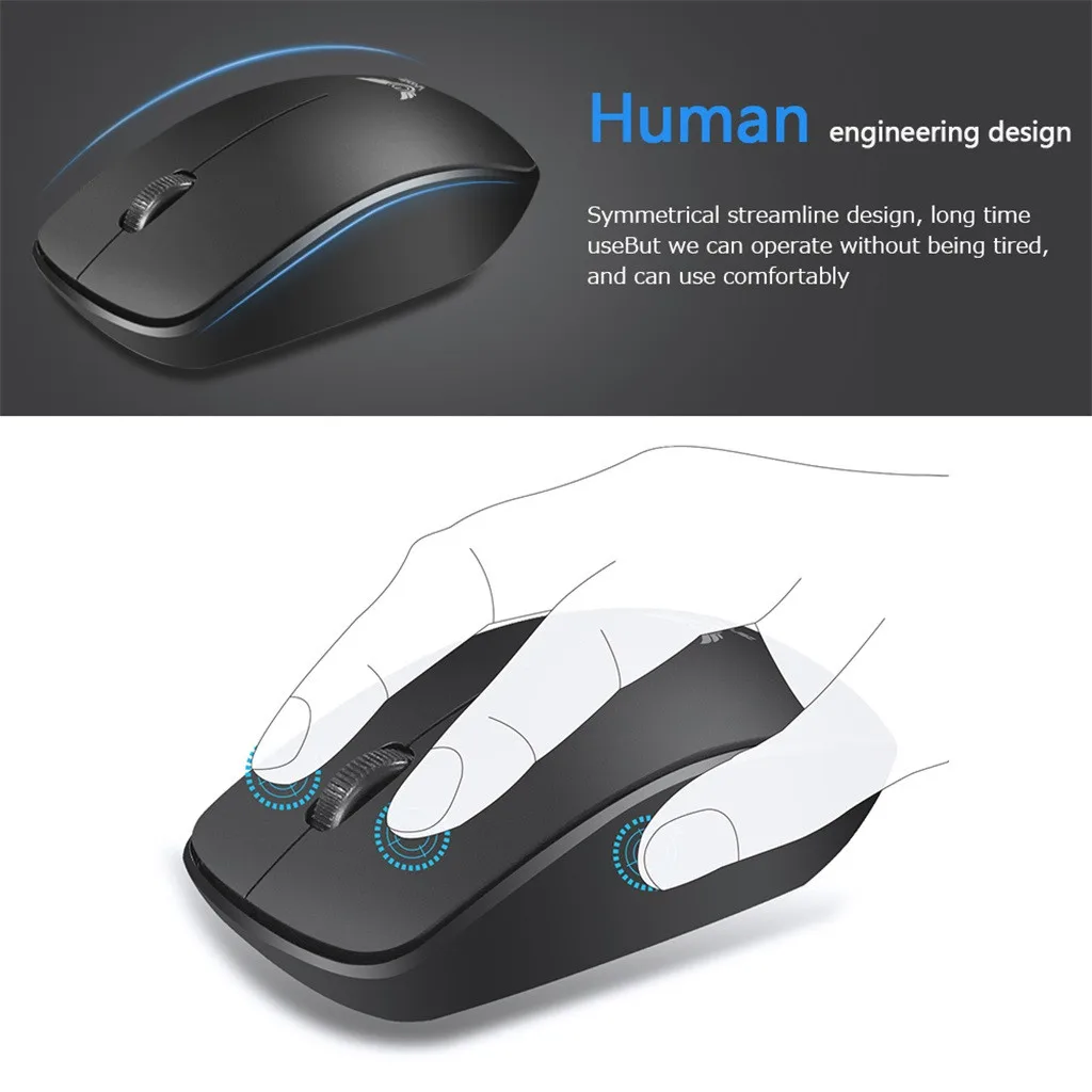 ZERODATE T16 Wireless Mouse USB Receiver Optical Sensor For PC Laptop Tablets