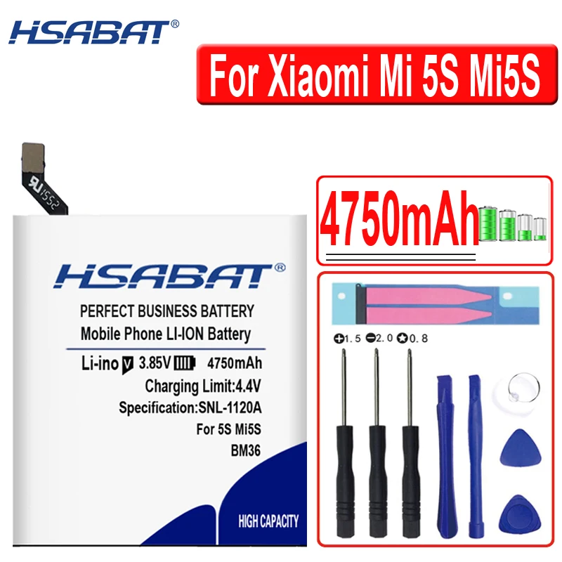 HSABAT BM36 4750 мАч батарея для Xiaomi mi 5S mi 5S батареи мобильного телефона