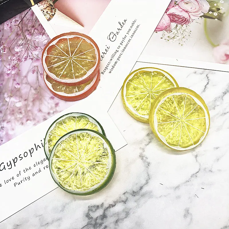 

HINDJEF 3pcs/4.5 cm/slice) artificial imitation fruit lemon slice wedding home decoration DIY cake collage decoration fake fruit