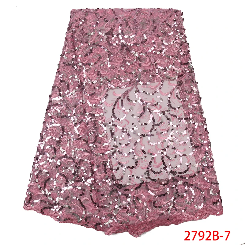 

Hot Sale African Sequins Lace Fabric High Quaity French Tulle Fabric Lace Nigerian Net Laces Fabrics with Sequences KS2792B-7