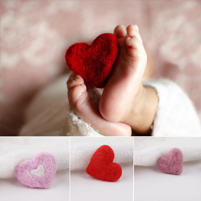 Newborn Photography Props Baby Girl Boy Handmade Felted Wool Love Heart Shape Fotografia Shoot Photo Prop Accessories newborn photography props baby photography accessories newborn girl boy photo shoot props felted wool felt love heart fotografia