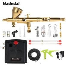 Nasedal NT-18 Мини Аэрограф компрессор комплект двойного действия Аэрограф Spary краски пистолет для ногтей для торта автомобиля краски ing макияж модель