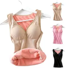 Женский фланелевый бюстгальтер, жилет, термобелье из плюша, v-образный вырез, Толстая Теплая эластичная рубашка,, зимнее белье, одежда