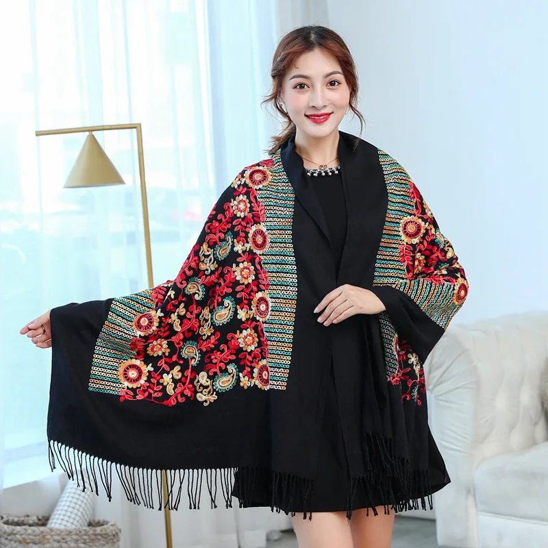 see chart 2 Бренд embroidy2019 шарф для женщин зимние новые кашемировые шарфы Дамская Шаль Обертывание женский платок одеяло с кисточками бандана Пашмина - Цвет: see chart 2