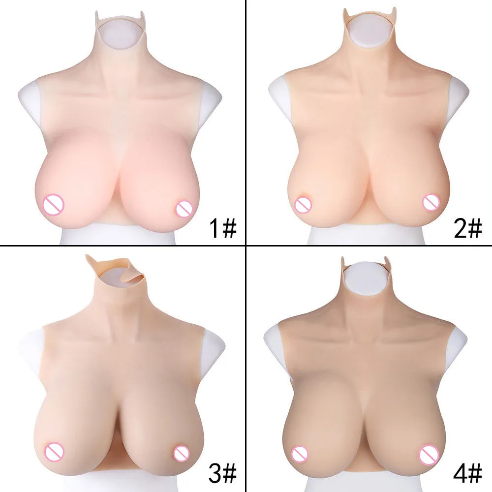 

Half-body Silicone Boobs Suiy CD TG Drag Queen HH Cup Big Fake Breast Forms Wireless Bra Crossdresser Bra Seamless One-Piece