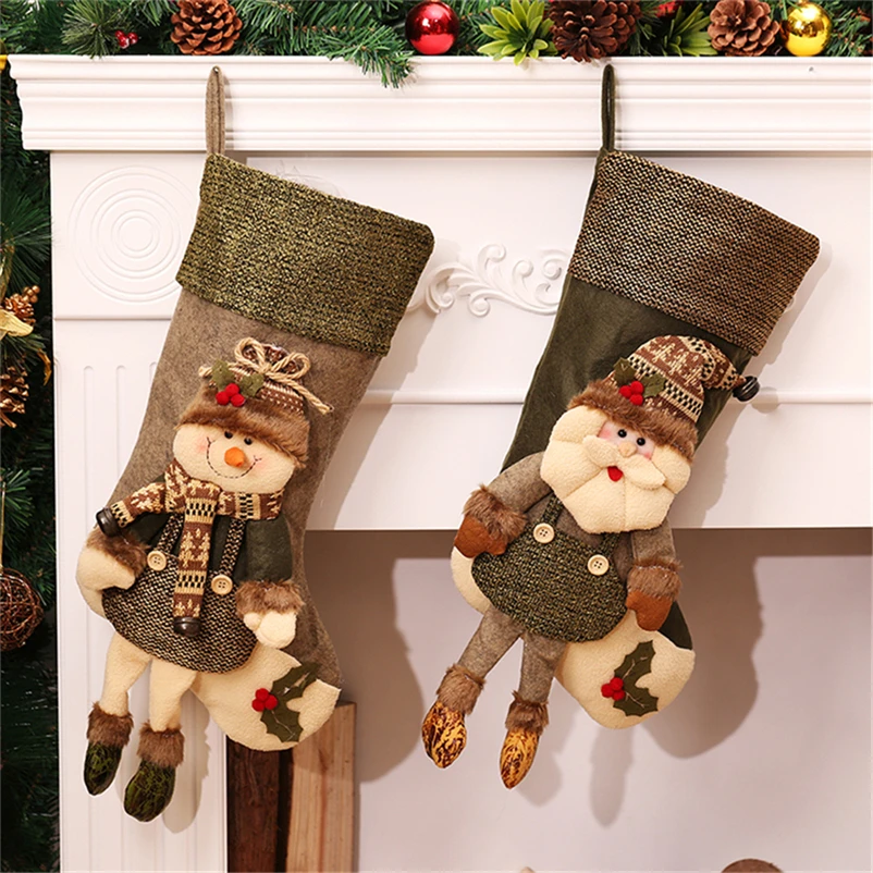 

Big Christmas Stockings Kid Gift Bag Christmas Boots Santa Claus Snowman Christmas Gift Holders merry christmas Santa Sacks
