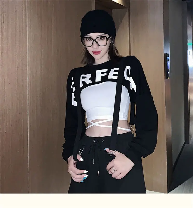 2 Pieces Sets Women Summer Fashion Letter Printing Slim Bandage Sexy Korean Style Lady All-match Crop Tops Spaghetti Strap Camis