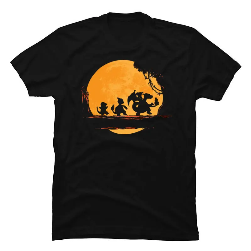 Pokemon Fire Charmander Walk Moon Man Tops Shirt Stranger Things 3D Printed Sweatshirts Newest Short Sleeve | Мужская одежда