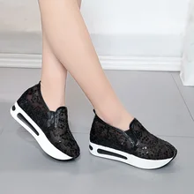 Модное кружевное платье с цветочным рисунком на плоской подошве; женские кроссовки на платформе, с блестками на толстой подошве; Мокасины без застежек; Мокасины без задника со стразами туфли-лодочки Zapatos de mujer; большие размеры