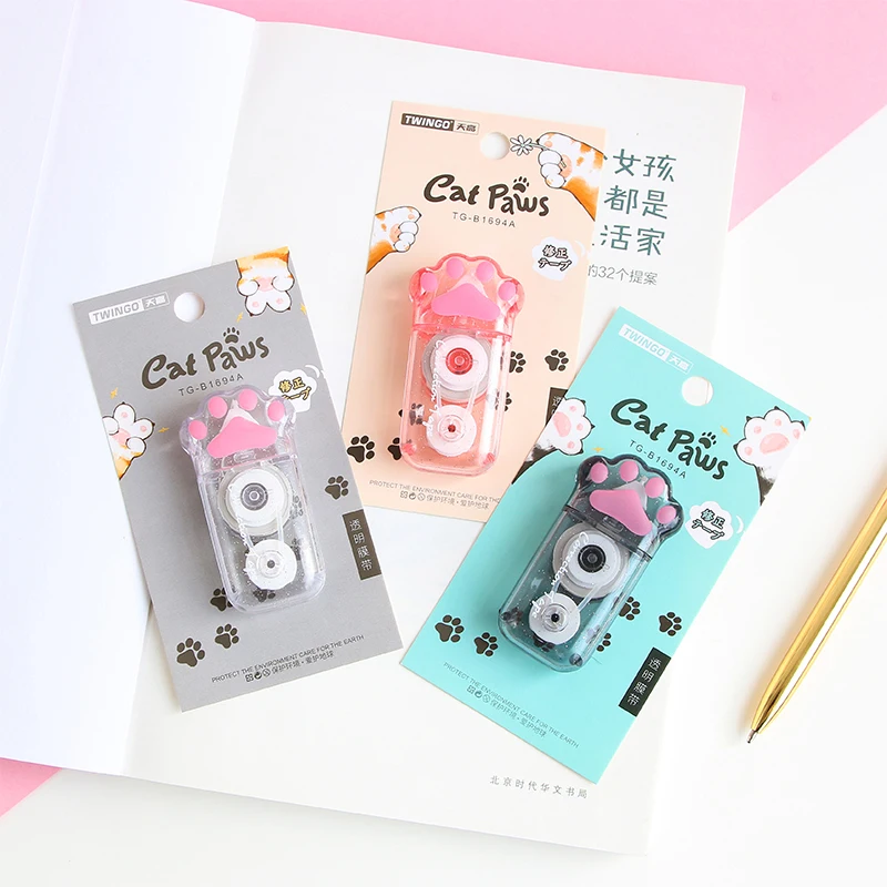 

24 pcs/lot Transparent Cat Paw 6M Correction Tape Creative Promotional Stationery gift School Office Supplies