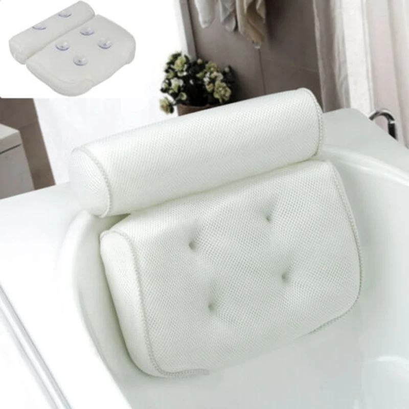 3D сетки утолщенный Подушка Мягкие опора для шеи spa Ванна Подушка со спинкой на присоске, подушка для шеи Аксессуары для ванной комнаты