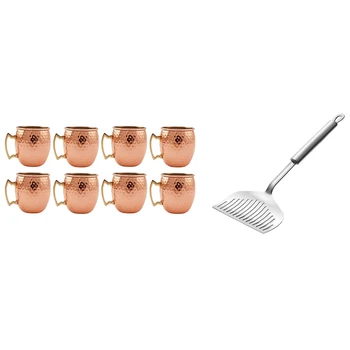 

8Pcs Stainless Steel Coffee Mug Hammer Point Cold Drink Mug & 1Pcs Stainless Steel Frying Pan Spatula Cooking Tools