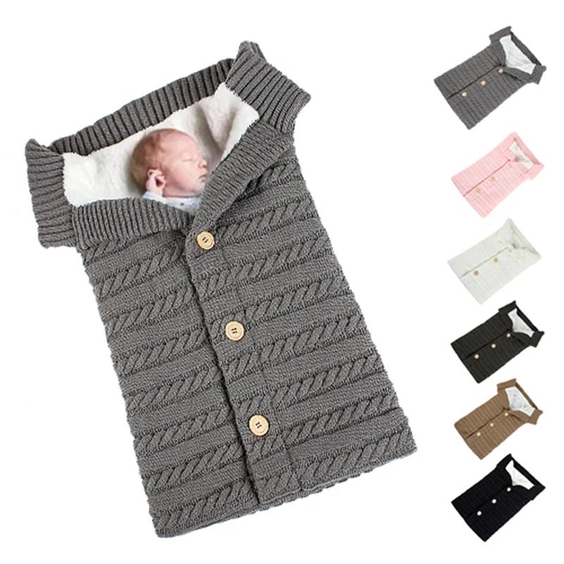 

Warm Baby Blanket Soft Baby Sleeping Bag Footmuff Cotton Knitting Envelope Newborn Swadding Wrap Stroller Accessories Sleepsacks