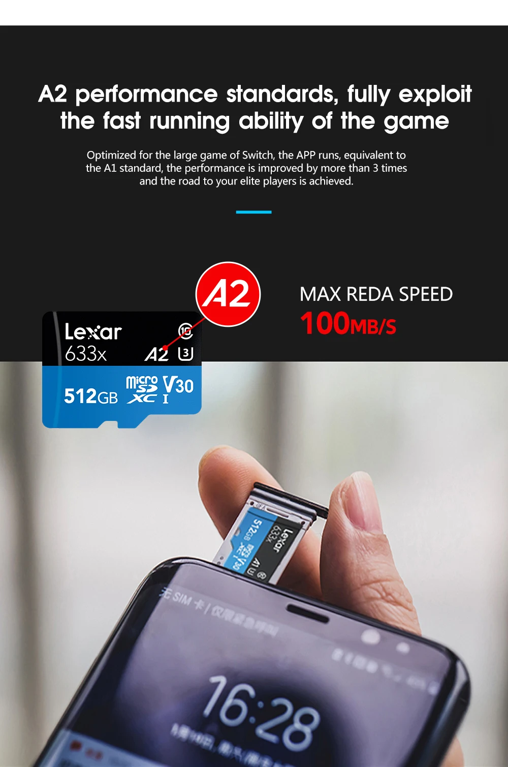 Lexar 95 МБ/с./с, 512 ГБ, micro sd карта, 16 ГБ, 32 ГБ, 64 ГБ, 128 ГБ, 256 ГБ, SDXC/SDHC, карта флэш-памяти, micro sd для Gopro/DJI/nintendo switch