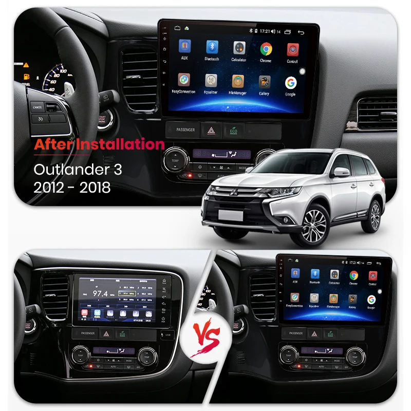 Flash Deal AWESAFE 2Din Android 8.1 4+64G CarPlay GPS Radio Audio Multimedia Player For Mitsubishi Outlander 3 2012 2014 2018 2 Din no DVD 1