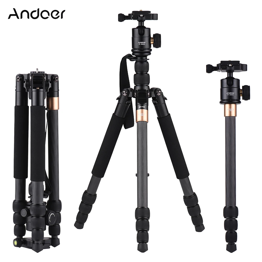 

Andoer TP-668SC gorillapod Portable Carbon Fiber Tripod Photography Travel Tripod Monopod with Panoramic Ball Head