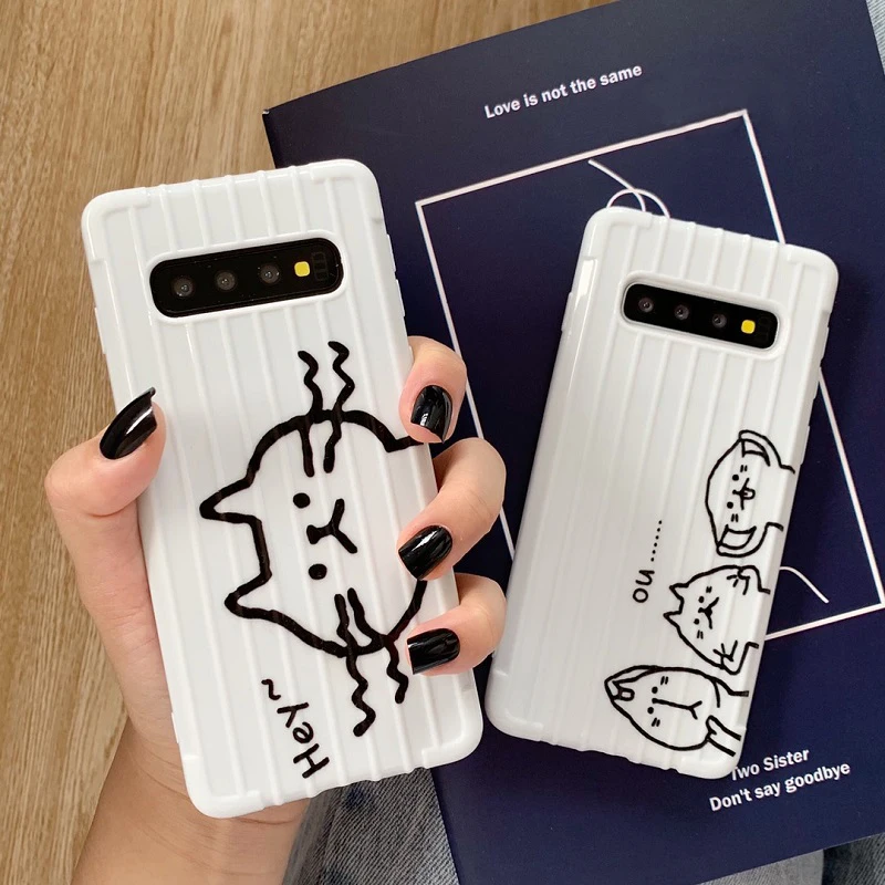 

Cartoon Funny Cat Face Soft Case For Samsung Galaxy S10 Plus S8 S9 Vogue 3D Luggage Design Cover For Samsung Galaxy Note 8 9
