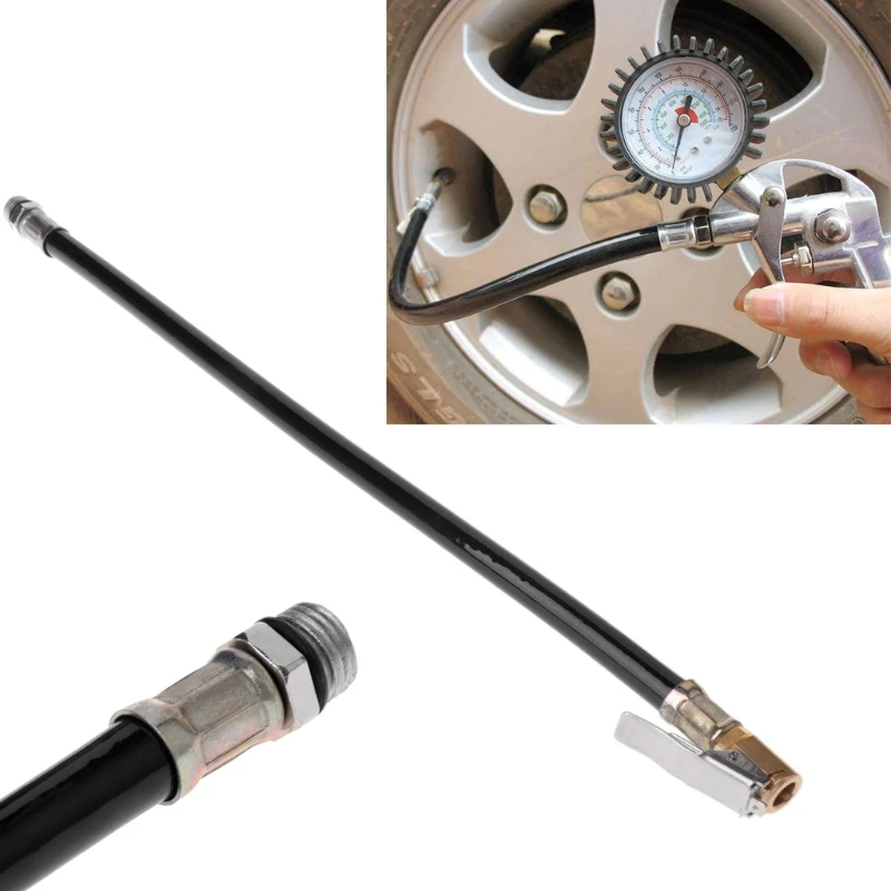 New Air Tyre Inflator Pressure Car Auto Tire Pump Hose Gauge Flexible Connector Measurement Instruments | Обустройство дома