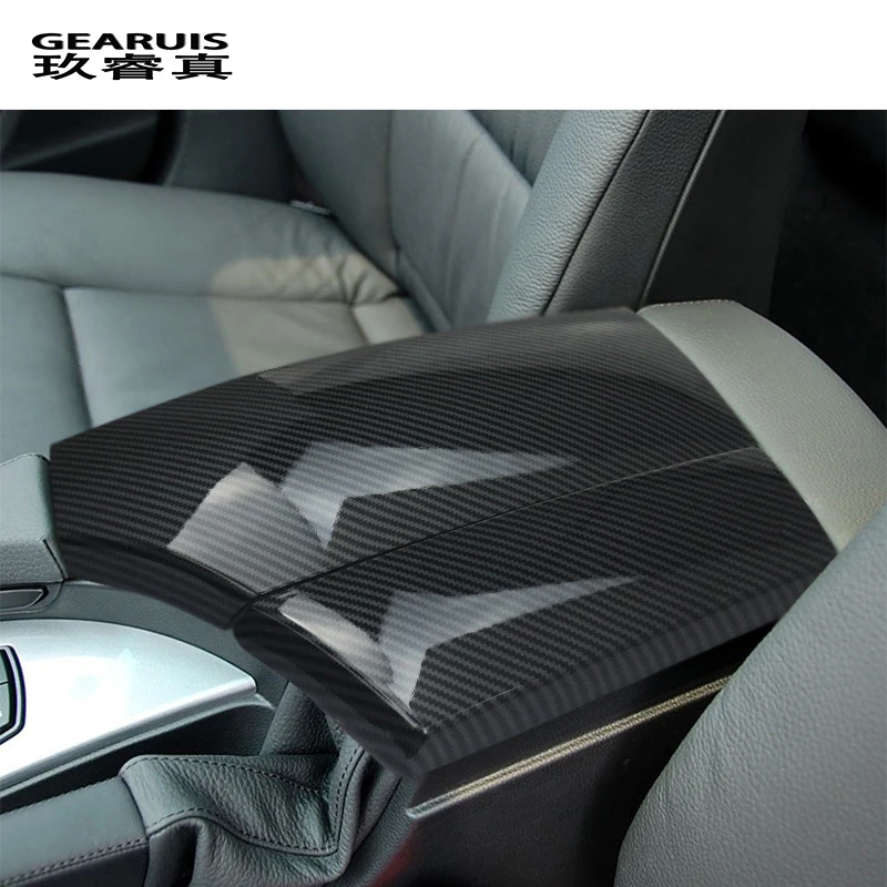 

Car styling For BMW 5 Series E60 Carbon fiber Center Console Stowing Tidying Armrest box protect stickers cover Trim Accessories