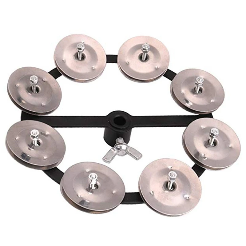 Portable Percussion Hi Hat Tambourine with Row Alloy Jingles Drum Set Musical AccessoriesParts