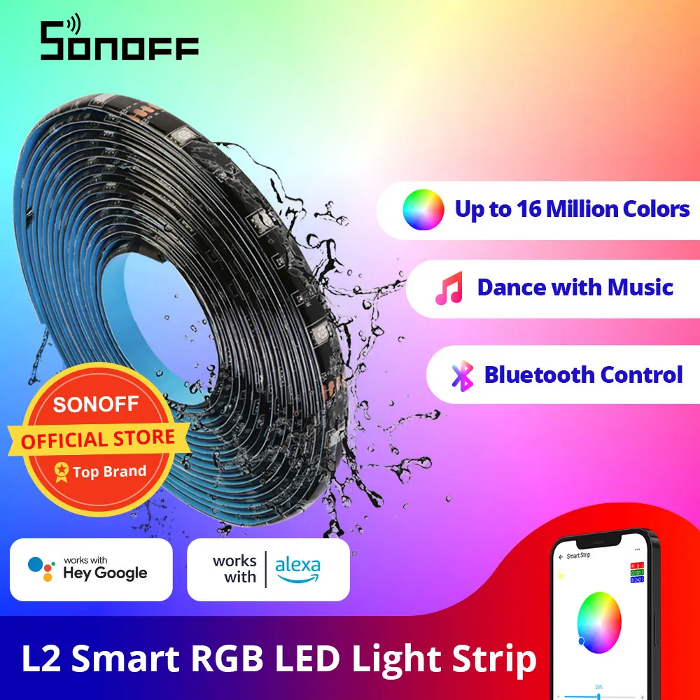 Smart LED Strip Light SONOFF L2 RGB Bluetooth-compatible eWelink APP Voice Conrtol Works with Alexa Waterproof Dance with Music