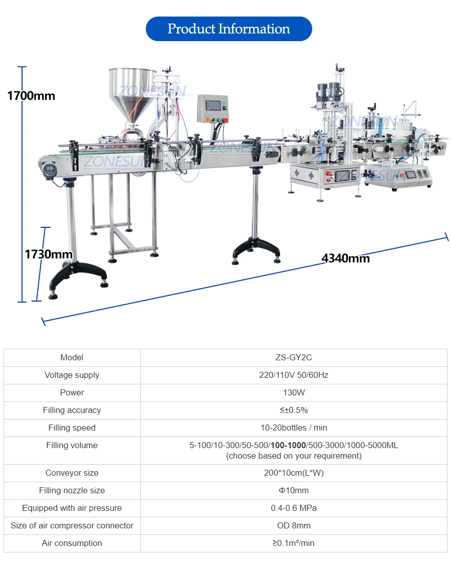 ZONESUN ZS-FAL180C8 Паста Шампунь Гель для душа Джем Стеклянный крем Косметическая бутылка Двойные насадки Наполнение Укупорка Этикетировочная машина 