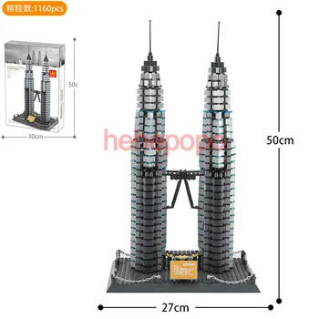 

1160pcs 8011-5213 World Famous Architecture Building Blocks Petronas Towers of Kuala Pumpur Big Size Diy Blocks Toy No Box