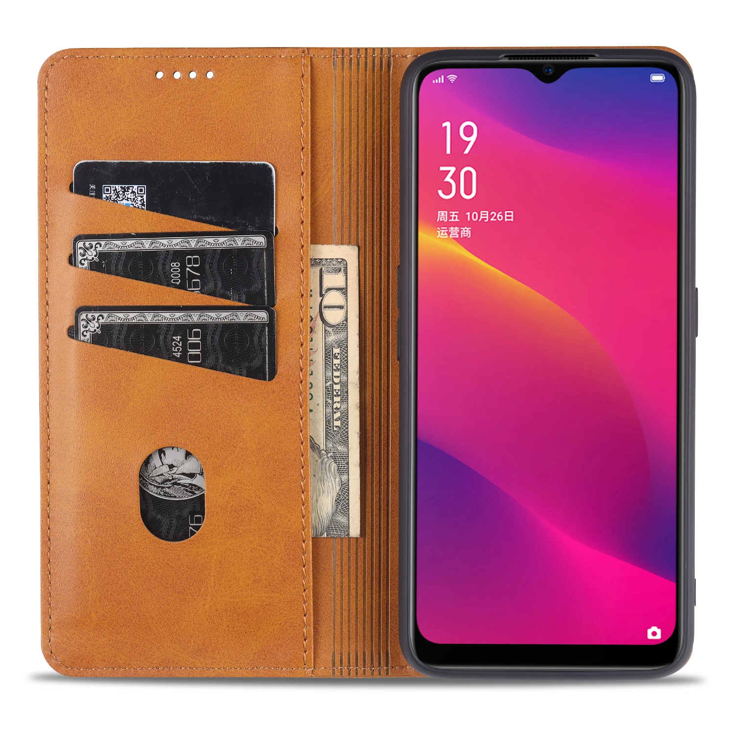 AZNS 가죽 플립 케이스 OPPO A11X A9 A15 A31 A8 A32 A53 2020 A54 A55 A72 A73 F17 A74 F19 지갑 카드 스탠드 전화 커버