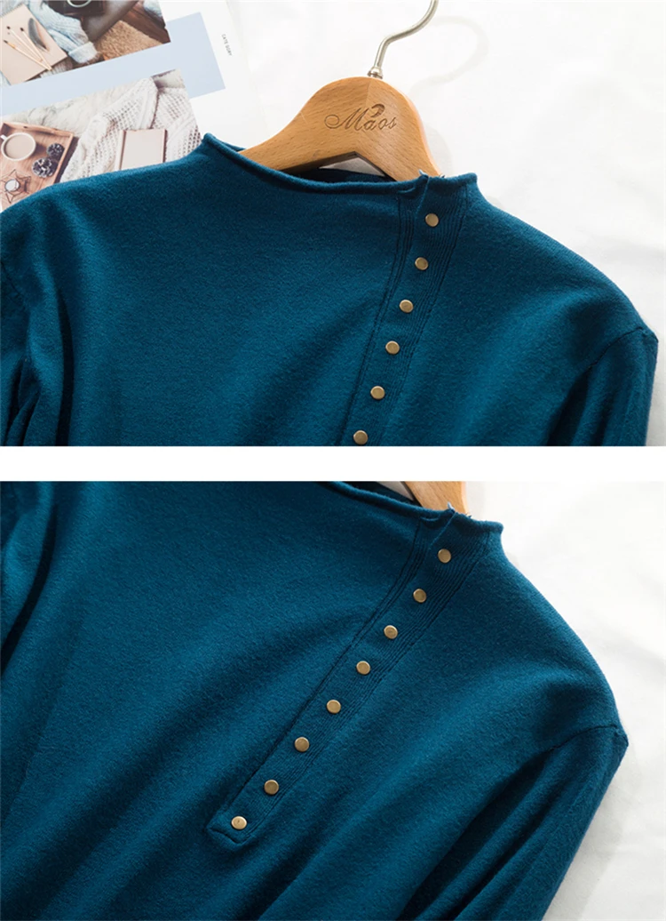 Colorfaith Новинка осенне-зимние женские Свитера вязаные топы на пуговицах в Корейском стиле, однотонные тонкие женские свитера SW2420