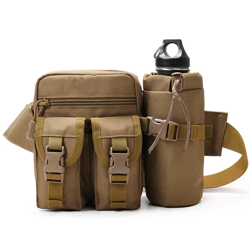 

New Travel Camouflage Bags Women Men Waist Bag Packs With Bottle Holder Outdoor Men Nylon Detachable Belt Bag