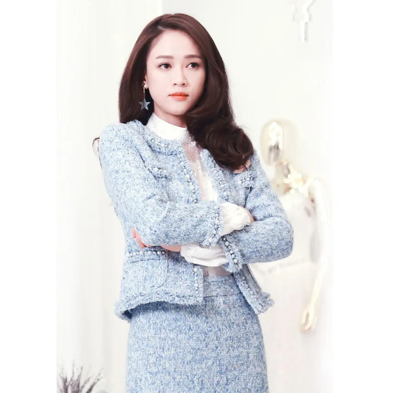 

Photo Shoot Joe Chen Star Celebrity Style Autumn And Winter New Style Set Two-Piece Set Debutante Graceful Sheath Set